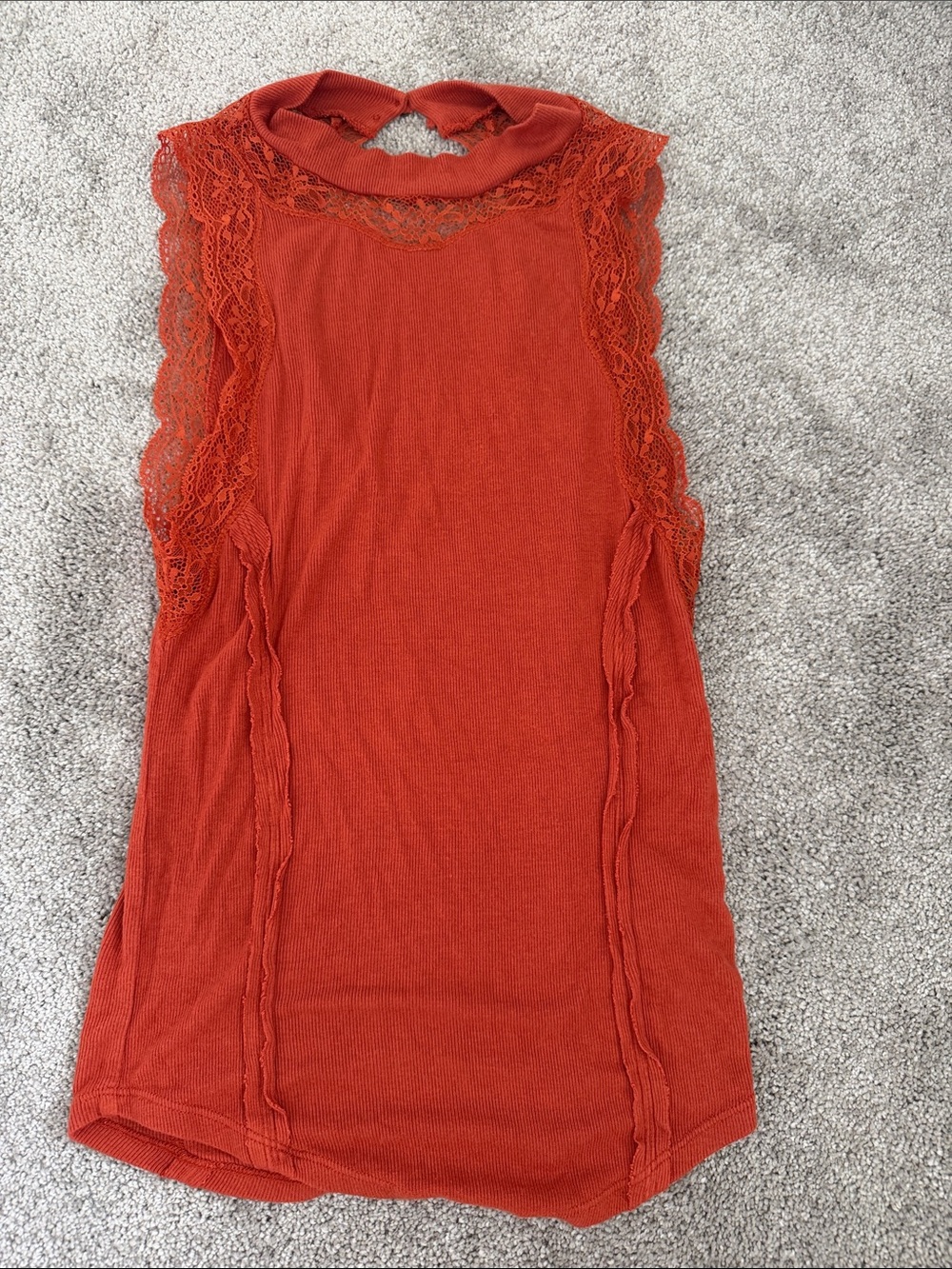 Free People Lace-Trim Sleeveless Tank - Rust Orange